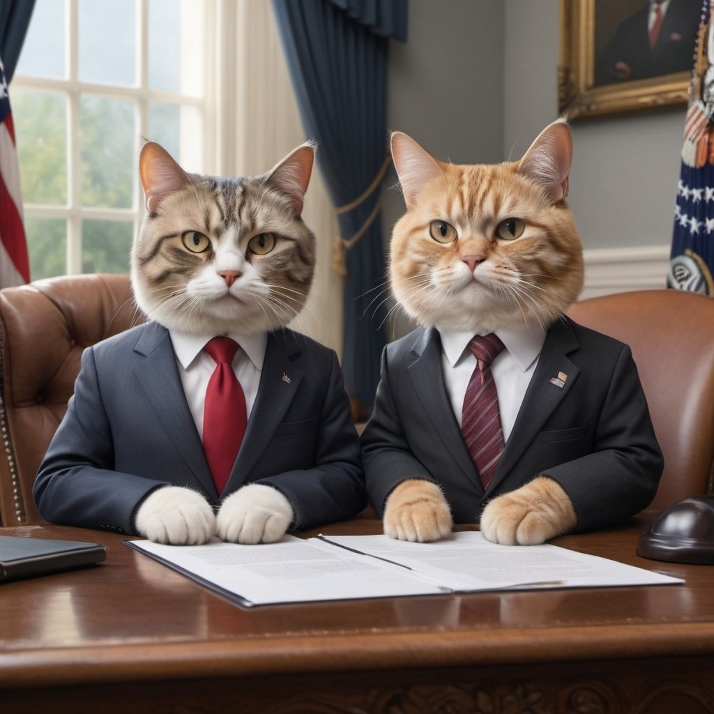 Meowington with a foreign leader